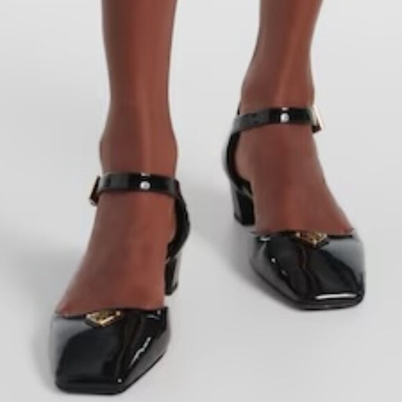 PRADA Modellerie Logo D'Orsay Square Toe Ankle Strap Mary Jane Pumps Heels - Picture 6 of 16